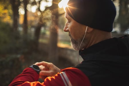 Man starting off a productive day with exercise